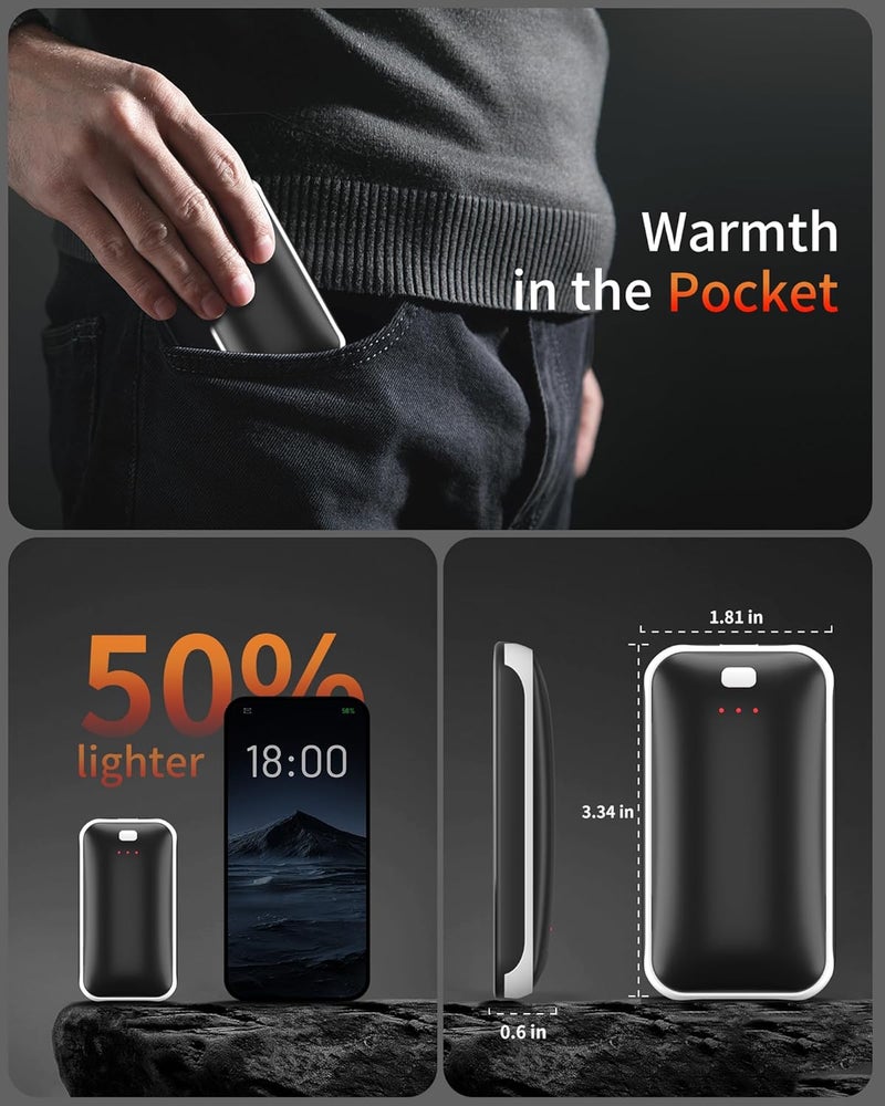 Lerat Hand Warmers Rechargeable, 2 Pack Electric Hand Warmer, Reusable Portable Pocket Heater USB Handwarmers, Gifts for Men, Women, Indoor, Outdoor, Hiking, Skiing, Camping, Hunting Accessories - Image 3